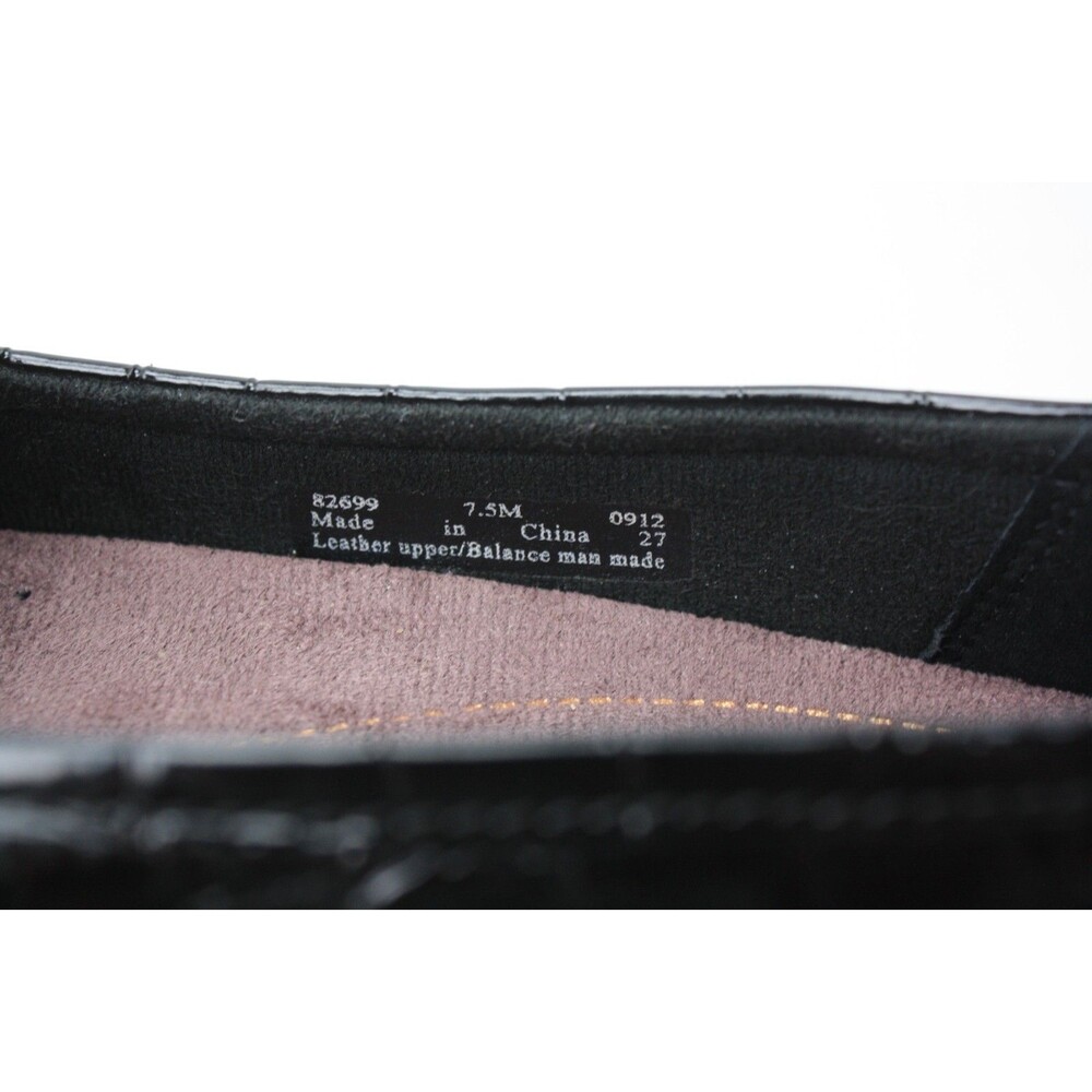 CLARKS Artisan Shoes Womens sz 7.5 Black Patent Leather Croc Slip-Ons Loafers - Picture 7 of 7
